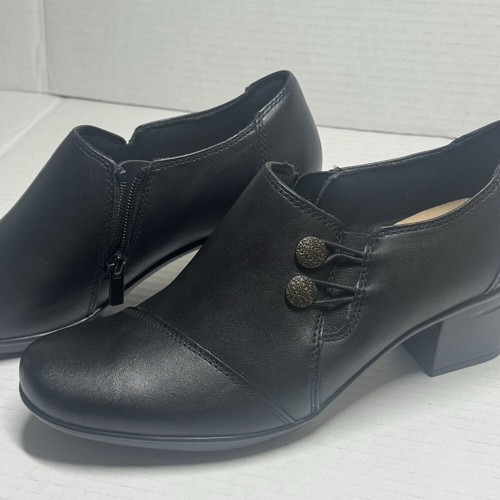 Clarks Size 8.5 M Black Emslie Warren Side Zip Loafer Bootie Witchy Preppy - Picture 5 of 13